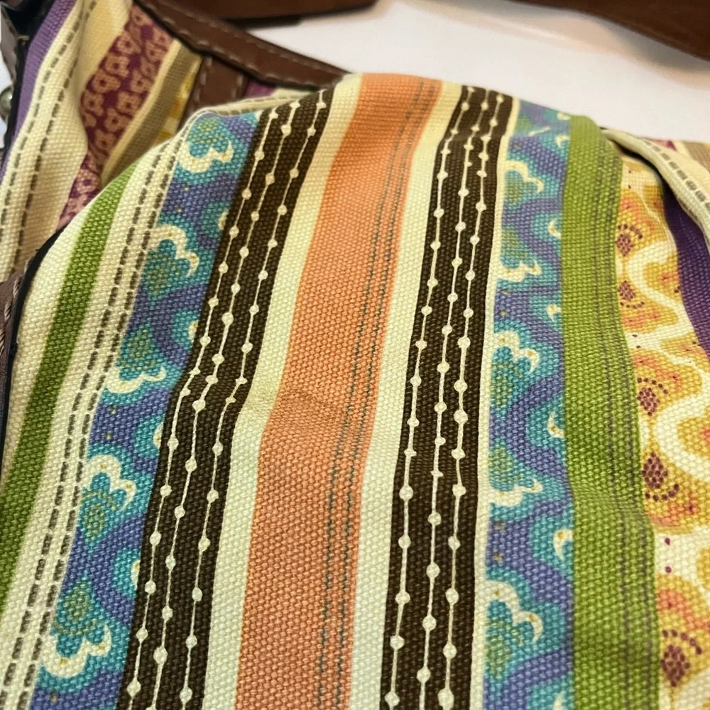 Fossil Striped Multicolor Patchwork Fabric/Leather Boho Shoulder Bag
